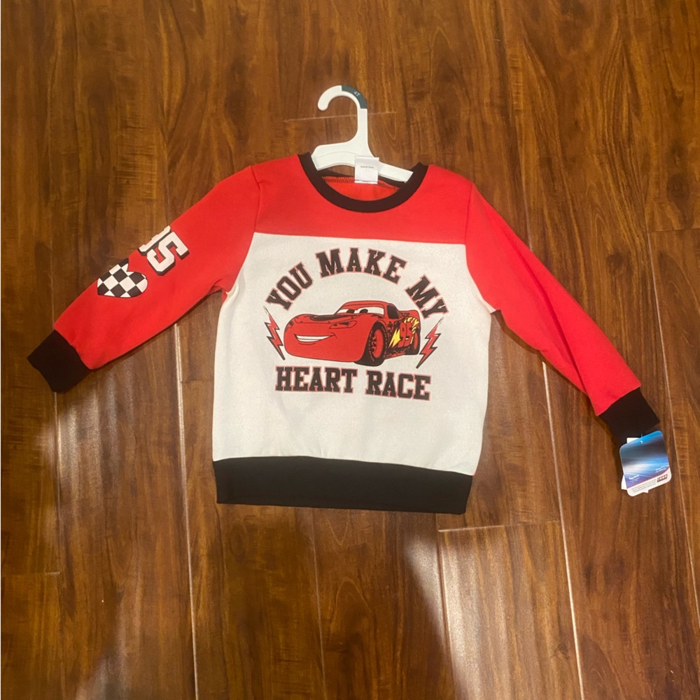 New Toddler Boys' Disney Cars Lightning McQueen Valentine's Fleece Pullover 12M